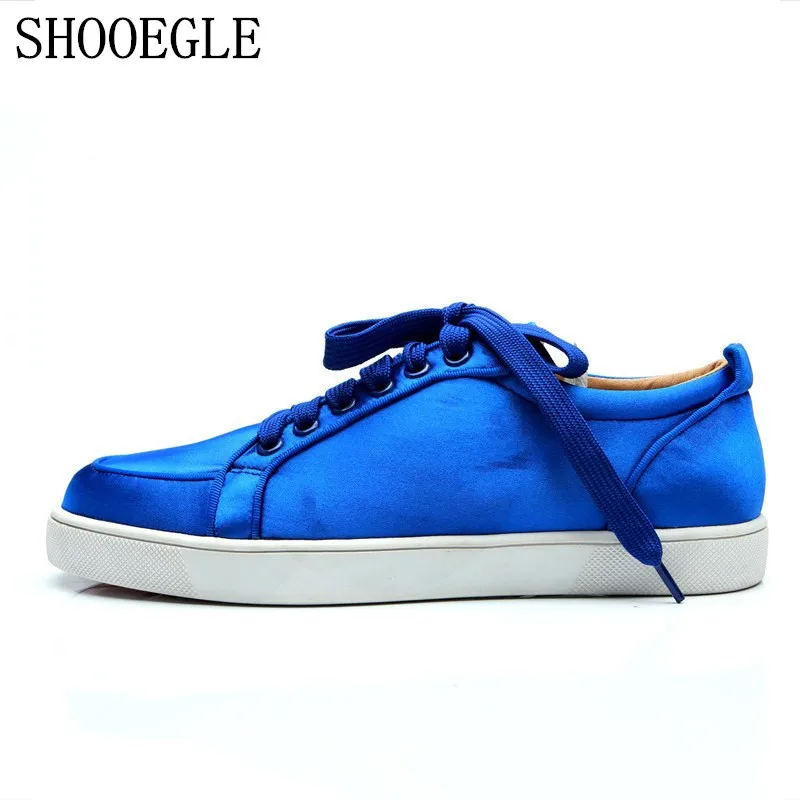 SHOOEGLE Plus Size39 47 мужская обувь мужские синие атласные шелковые кроссовки на