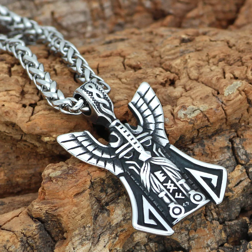 Нержавеющая сталь скандинавский Викинг odin лицо Амулет ожерелье с подвеской в