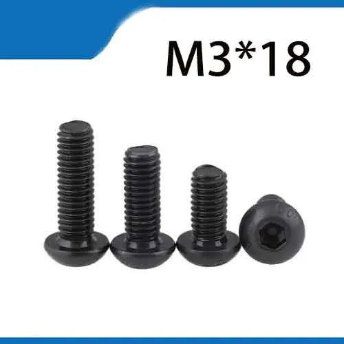 Бесплатная доставка 100 шт. M3x18 мм M3 * 18 yuan cup полукруглая головка сковороды черного