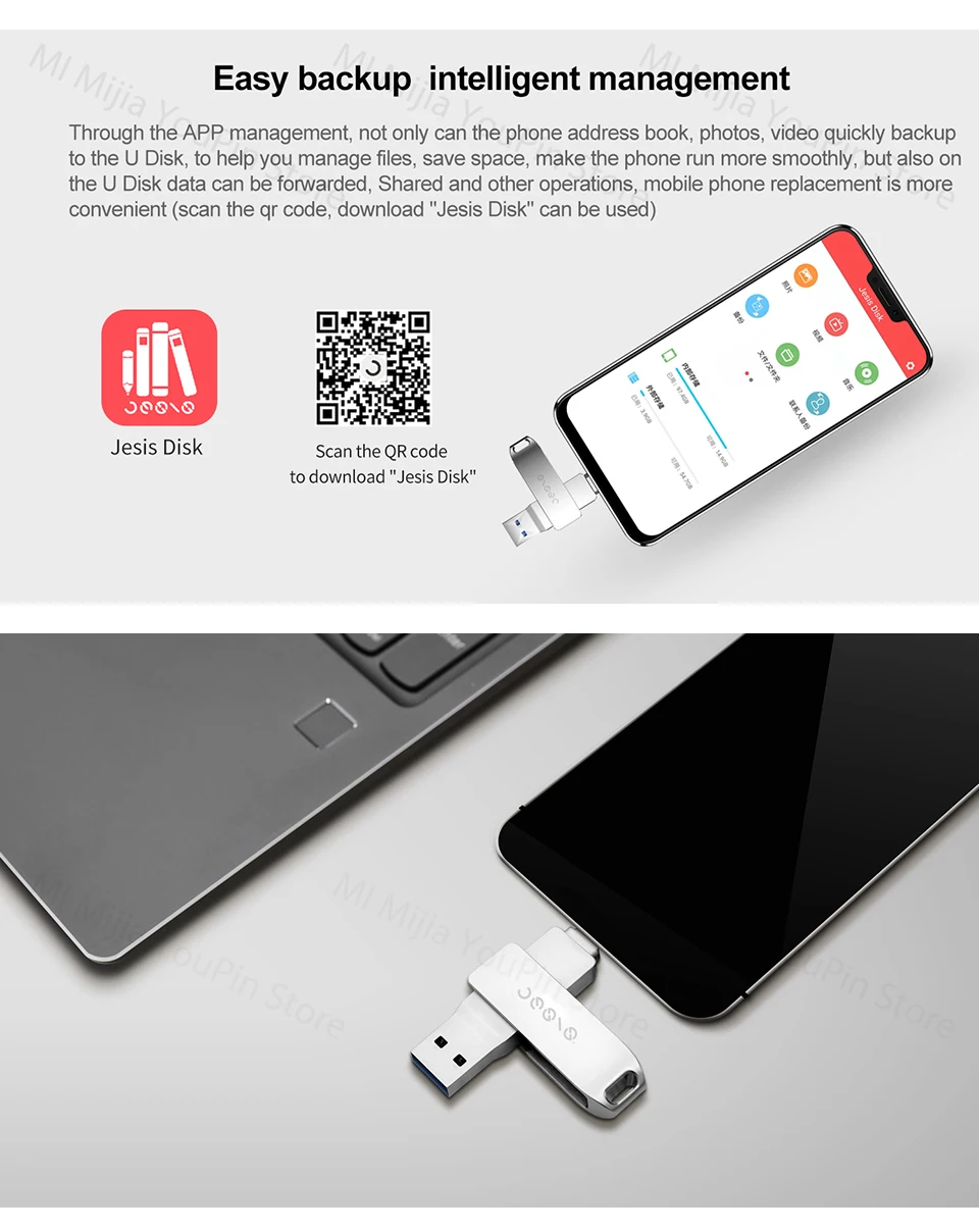 Xiaomi Jesis флэш-диск USB3.1 Тип-C мобильный телефон объем запоминающего устройства расширения 32/64/128 ГБ USB флэшка для ноутбука U диск