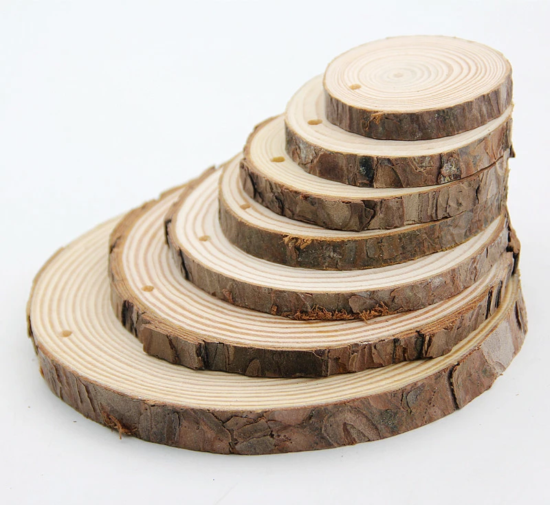 1 шт. натуральные круглые деревянные ломтики круги с круглыми отверстиями