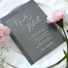 Акриловое Свадебное приглашение-прозрачное акриловое приглашение с каллиграфией с белыми чернилами и толстым конвертом