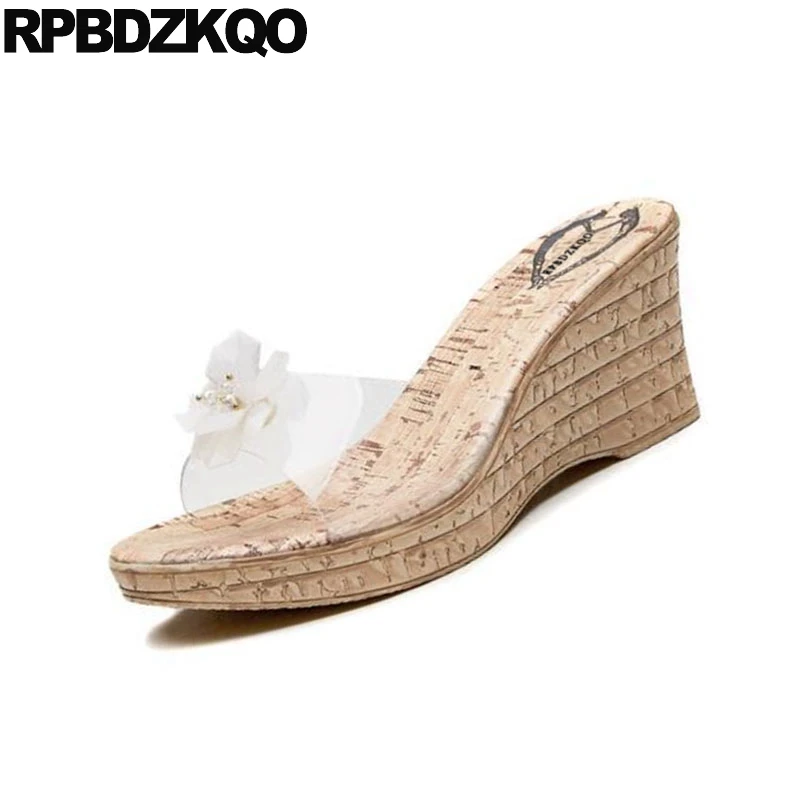 обувь женщина сандалии 2018 лето слайды пробка на платформе Корейский бриллиант