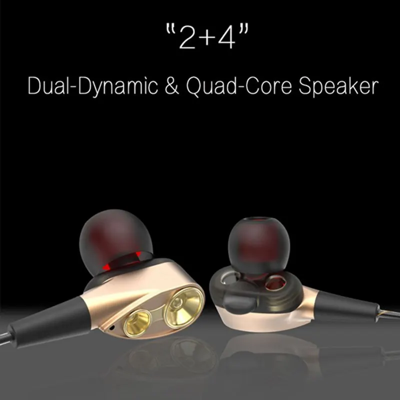 3 5 мм HiFi наушники проводные двойной динамический Quad-core Динамик In-ear гибкий кабель