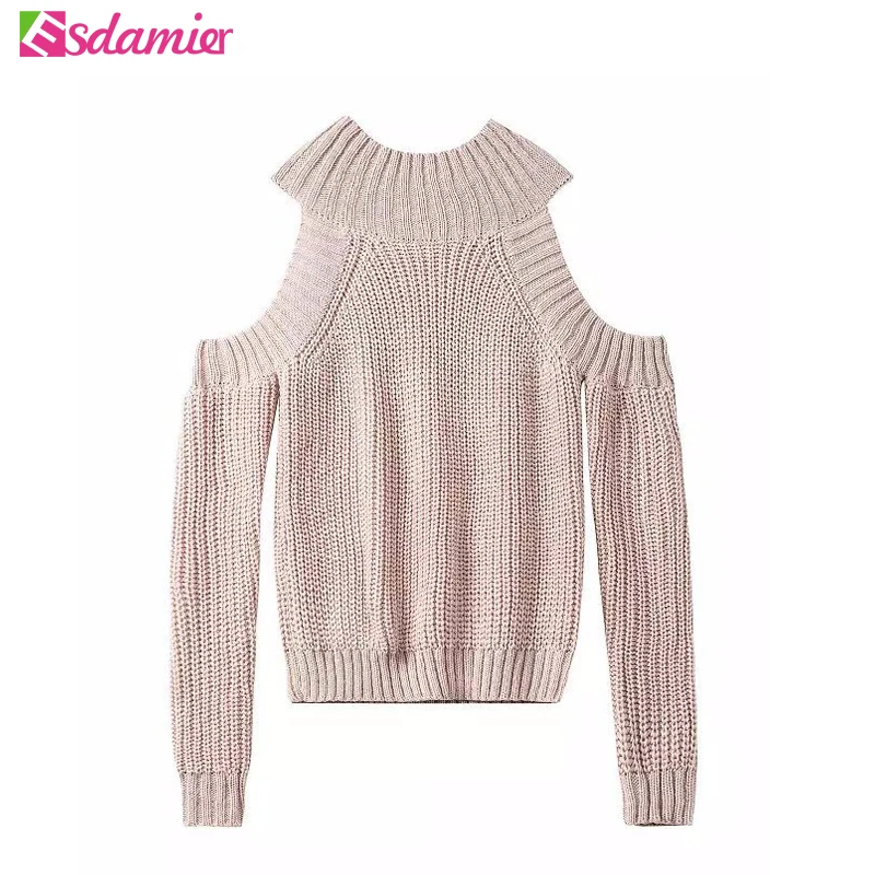 ESDAMIER Turtleneck Off Shoulder Sweater Women Sexy Pullover Tricot Oversize Jumpers Pull Female Autumn Fashion Knitted Top | Женская