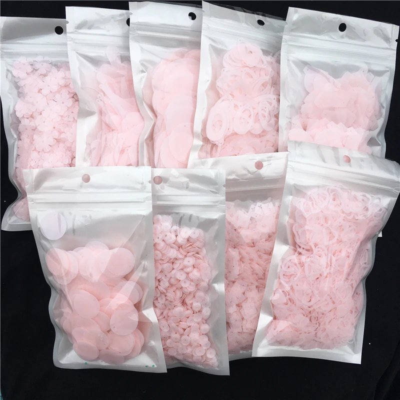 30 г/лот Матовые прозрачные розовые блестки разной формы из поливинилхлорида