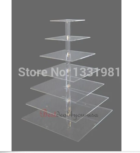 7 яруса прозрачная квадратная вечерние вая подставка для торта 4 мм акриловая |