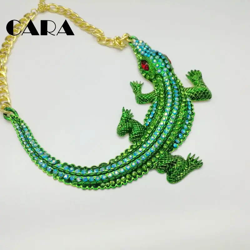 Новинка 2019 Женский Большой чокер эффектные ожерелья зеленое ожерелье стразы из