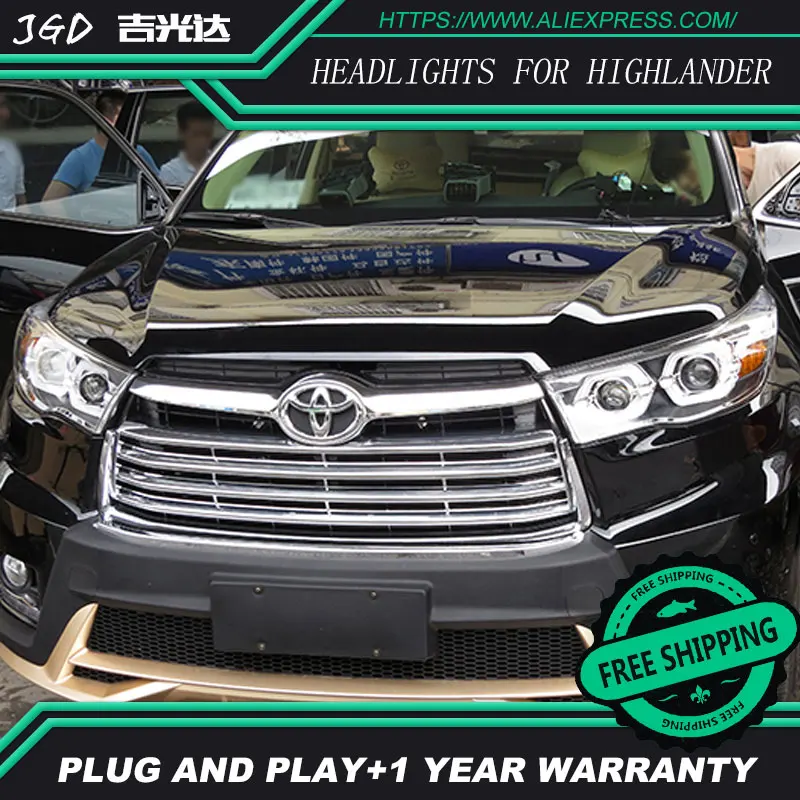 Автомобильный Стайлинг Головной фонарь для Toyota Highlander 2015 2016 фары светодиодный DRL H7