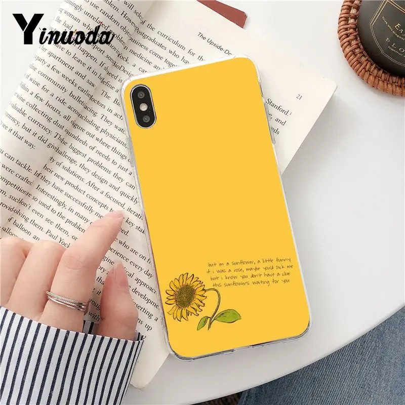 Yinuoda желтый стиль Подсолнух TPU прозрачный чехол для телефона iPhone X XS MAX 6 6s 7 7plus 8 8Plus 5