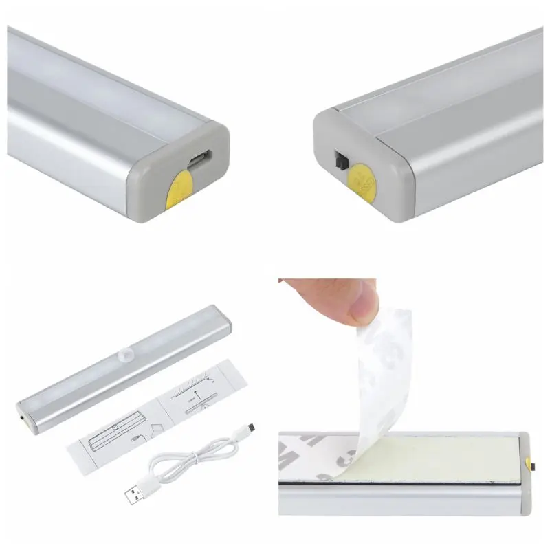 

Human infrared sensor Cabinet Wardrobe Light USB Battery Recharging Lamp 10 LED IR Infrared Motion Detector