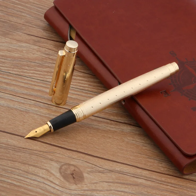 Роскошный Золотой Средний наконечник звезда узор волны авторучка Подпись elegante