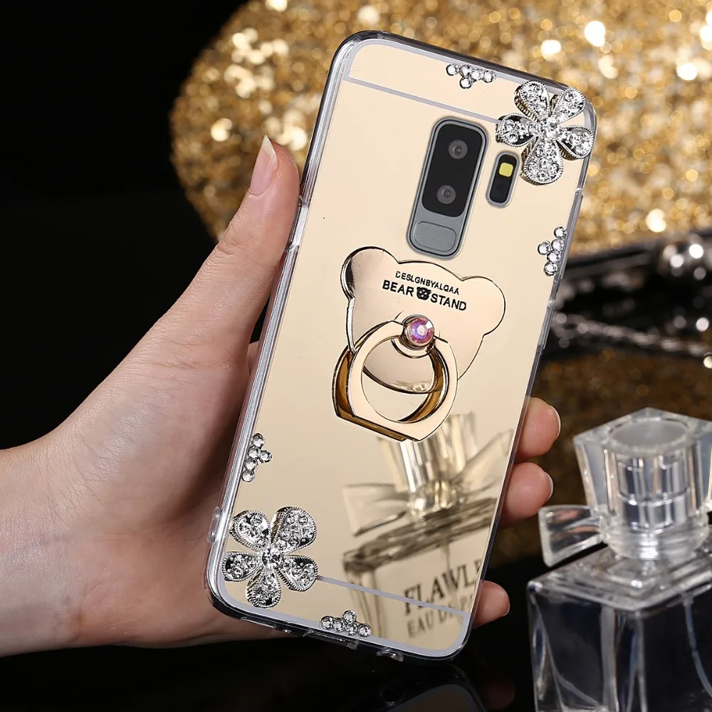 Чехол для Samsung Galaxy S9 мягкий силиконовый зеркальный чехол с алмазным блеском S10 Plus