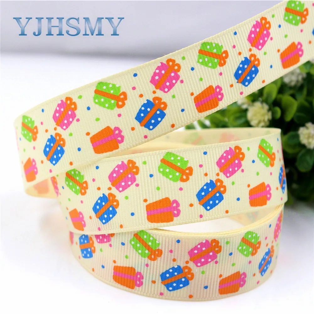 YJHSMY H-17506-75 22 мм 10 ярдов Подарочные ленты термопечать grosgrain Свадебные аксессуары DIY