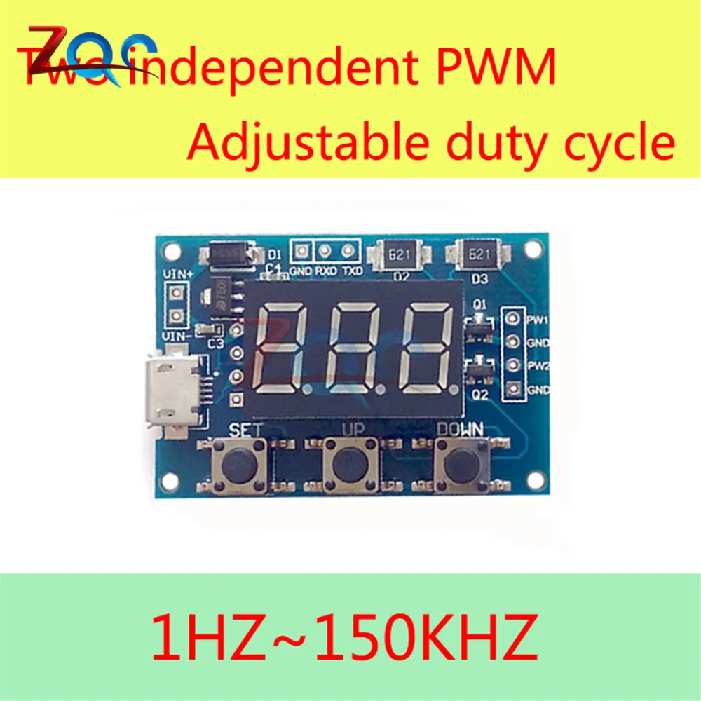 DC 5-30V Micro USB 5V power независимый pwm генератор сигналов 2 канала двойной способ цифровой светодиодный Рабочий цикл частота импульса доска