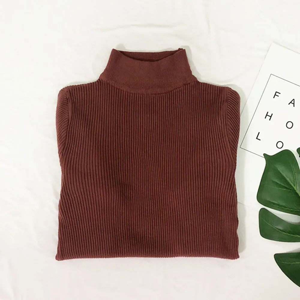 Jocoo Jolee New Fashion Autumn Turtleneck Pullovers Sweaters Primer Shirt Long Sleeve Short Korean Slim Fit Tight Sweater | Женская