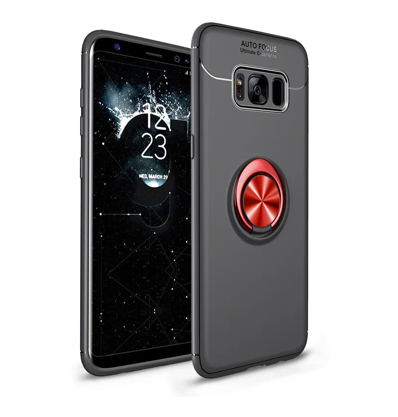 RedBlack Чехлы для телефонов samsung Galaxy s8 s9 s10 plus, магнитное кольцо-кронштейн, автомобильный держатель, роскошная силиконовая Противоударная задняя крышка s10e funda - Цвет: RedBlack