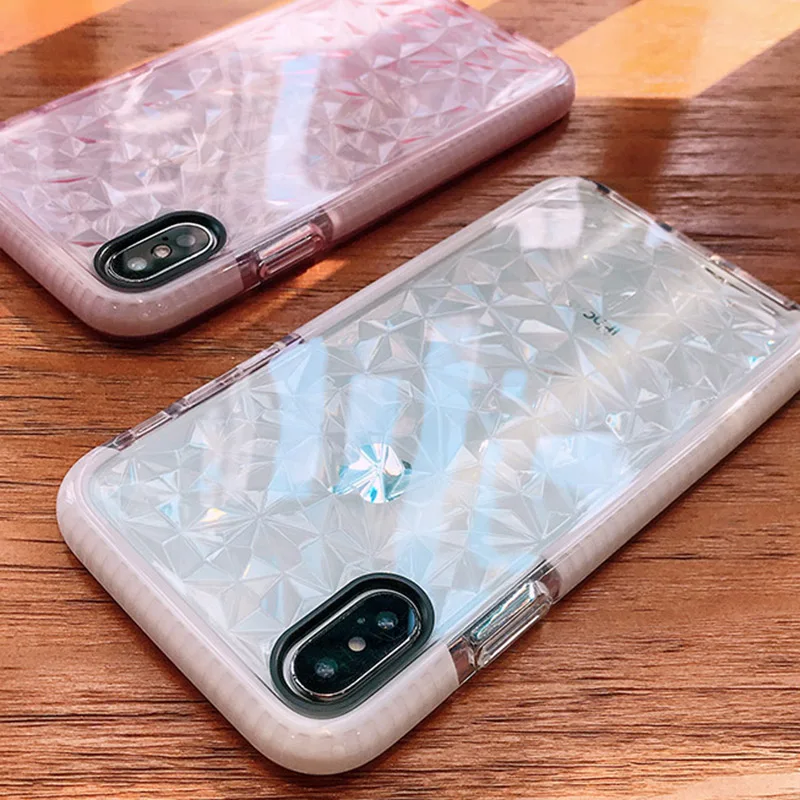 Retro 3D Diamond Texture Case for iphone X 6 6S 7 8 Pus XS MAX XR Transparent Soft Capa Galaxy S8 S9 huawei P20 Pro P10 | Мобильные