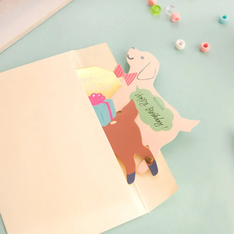 5 шт./лот милый мультфильм Животные Приветствие открытка с конвертом