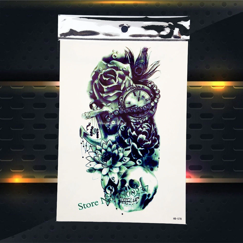 Черный фальшивая временная татуировка скорпионов король на руку рукав для Для