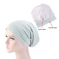 high grade qualitymuslim women soft lining elastic band turban hat banadans chemo beanie caps headwear headwrap hair accessories