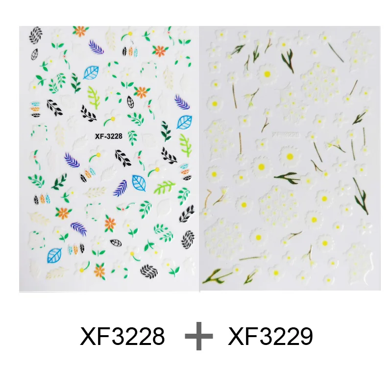 XF3228-XF3229 Addfavor, 2 шт, цветок, лист, милый стикер для ногтей, самоклеющиеся 3D наклейки для дизайна ногтей, наклейка, летнее украшение для ногтей для женщин, девочек, детей - Цвет: XF3228-XF3229