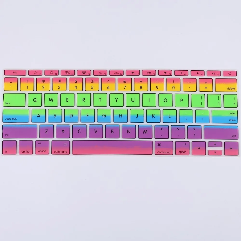 Gradient Rainbow Радужная Клавиатура для ноутбука Macbook 12 дюймов retina(A1534) 13 Pro без touchbar(A1708) Силиконовая Защитная крышка наклейки - Цвет: Gradient Rainbow