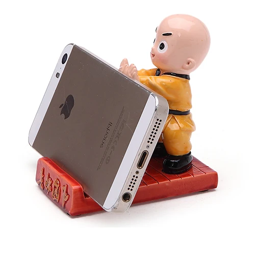 Цвет: желтый Милая китайская подставка для телефона Kongfu Monk, подставка для мобильного телефона, подставка для мобильного телефона, подставка для декора стола для iPhone, XiaoMi, huawei, samsung - Цвет: Цвет: желтый