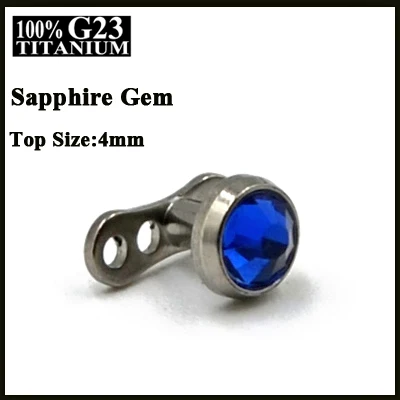 Sapphire Zircon 1 шт. Титан база циркон, луна, звезда, сердце, опал, цветок топ микродермальный Якорь Пирсинг Циркон Топы корректирующие кожи Diver пирсинг - Окраска металла: Sapphire Zircon