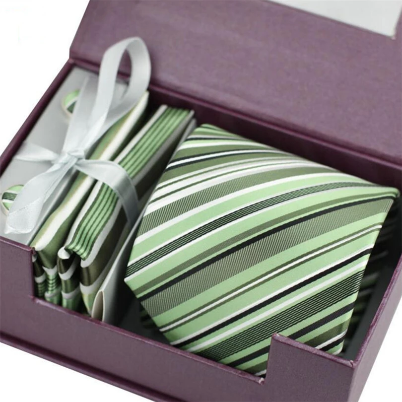 Модные Для мужчин S Галстуки новый шеи Комплект Тонкий полосатый для формальные