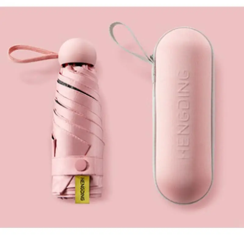 light pink Зонтик для девочек анти-УФ дождевик карманный мини-зонтик водонепроницаемый складной зонт от солнца и дождя женский подарок портативные дорожные Зонты - Цвет: light pink