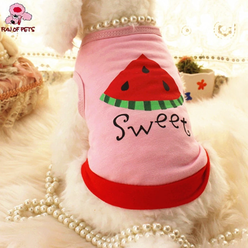 Милая летняя хлопковая розовая майка Арбузного цвета рубашка одежда для собак домашних животных собаки
