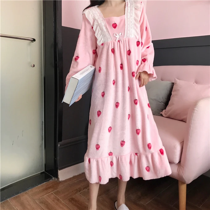 Осенняя женская одежда kawaii с принтом клубники свободные милые повседневные