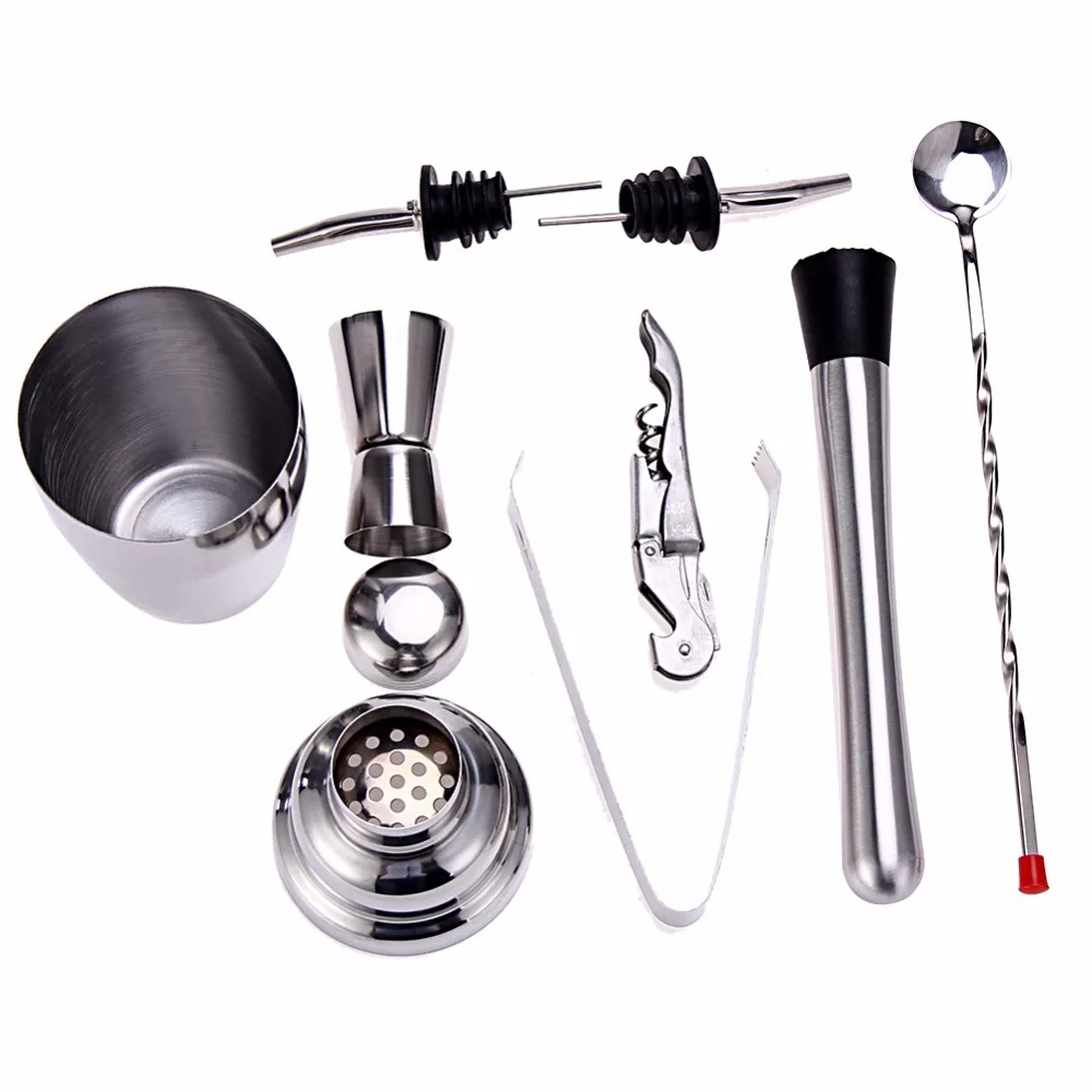 8Pcs/set 350ML Cocktail Set Bartender Kit Stainless Steel Shaker Mixer Drink Wine Tools for | Дом и сад