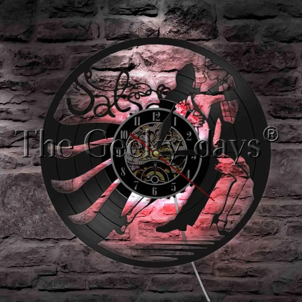 Настенные часы для танцев сальса латиноамериканских декоративное освещение