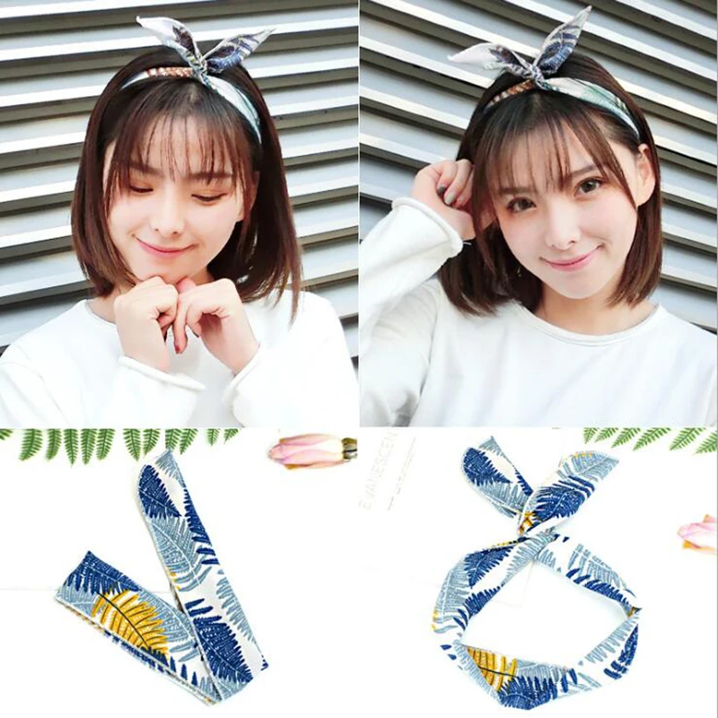 TWDVS Korean Version Of Rabbit Ears Knotted Wire Hair Band Bow Polka Dot Lady Headband Women Headdress Sweet Hair Accessories