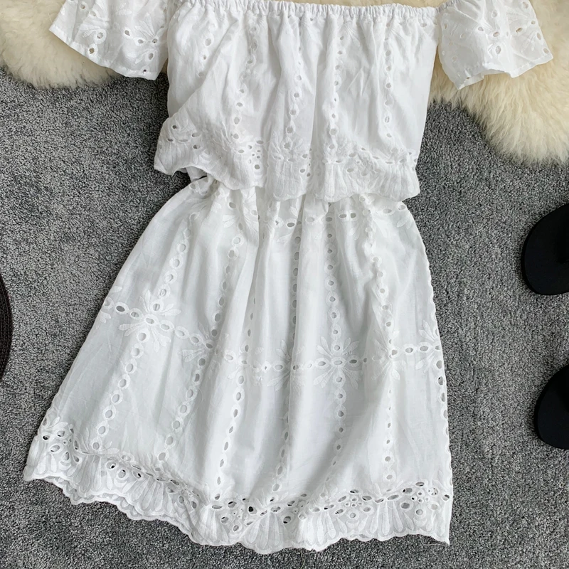 Женское платье с открытыми плечами ALPHALMODA повседневное мини коротким рукавом и