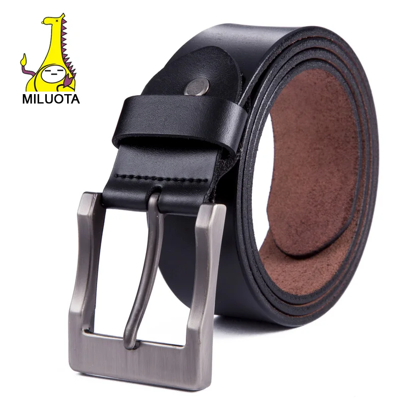 

[MILUOTA] Designer belts men high quality genuine leather strap male Fashion metal buckle cintos masculino WND006