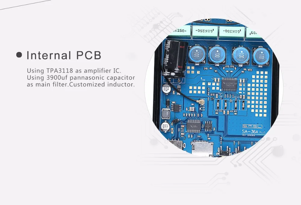 SMSL SA-36A Plus 30 Вт TPA3118 Класс d Bluetooth AUX Hi-Fi цифровой усилитель мощности серебряный