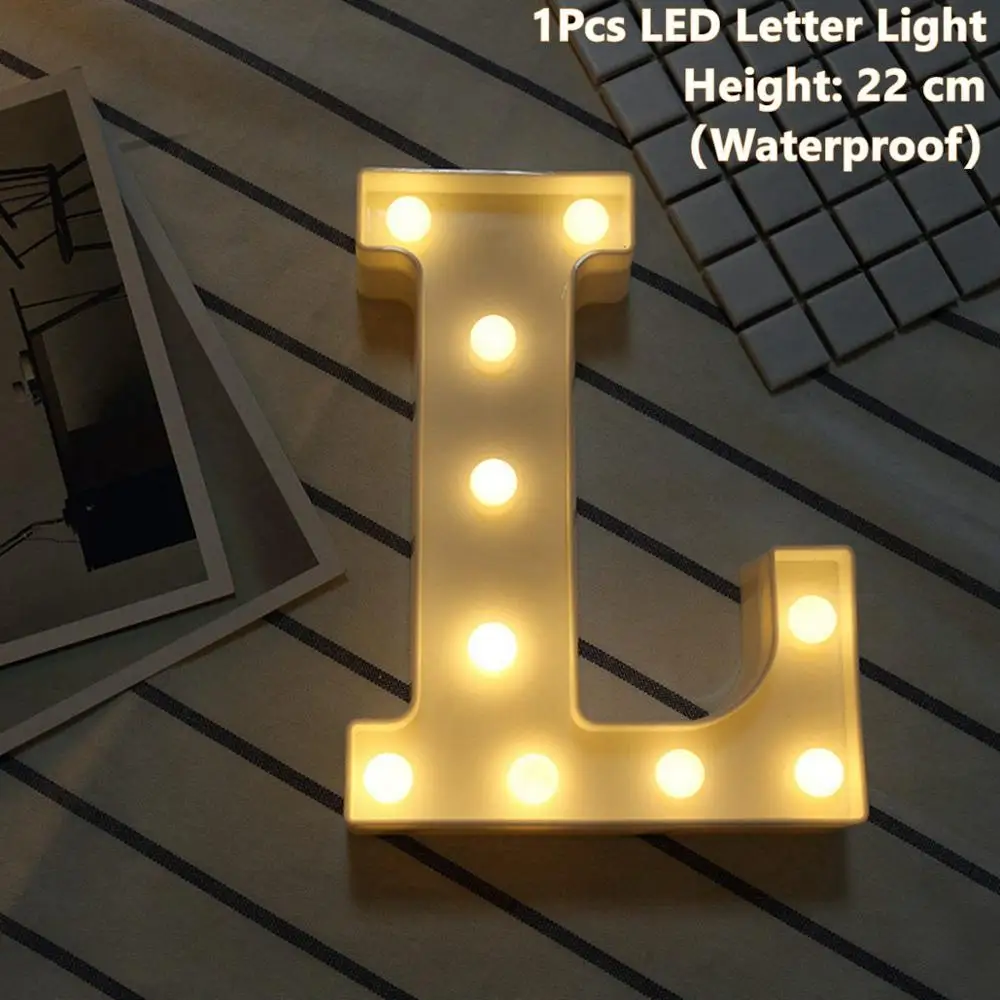 Letter L Taoup теплый белый светодиодный светильник с буквенным принтом от A до Z Love Heart Just Marry Me с днем рождения, аксессуары для свадебной вечеринки DIY - Цвет: Letter L