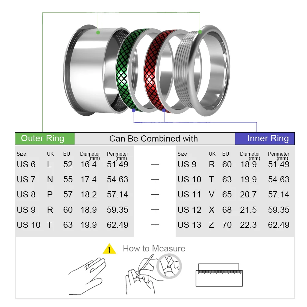 Floya Stackable Ringen для женщин вращающееся обручальное кольцо из нержавеющей стали