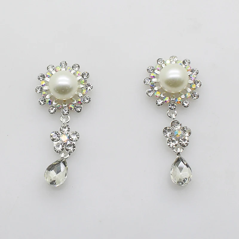 

YIWUXINXI 5pcs/lot 45*20MM Flower Metal Rhinestone Jewelry DIY Accessories Alloy Pearl for Hair Accessories Wedding Decoration