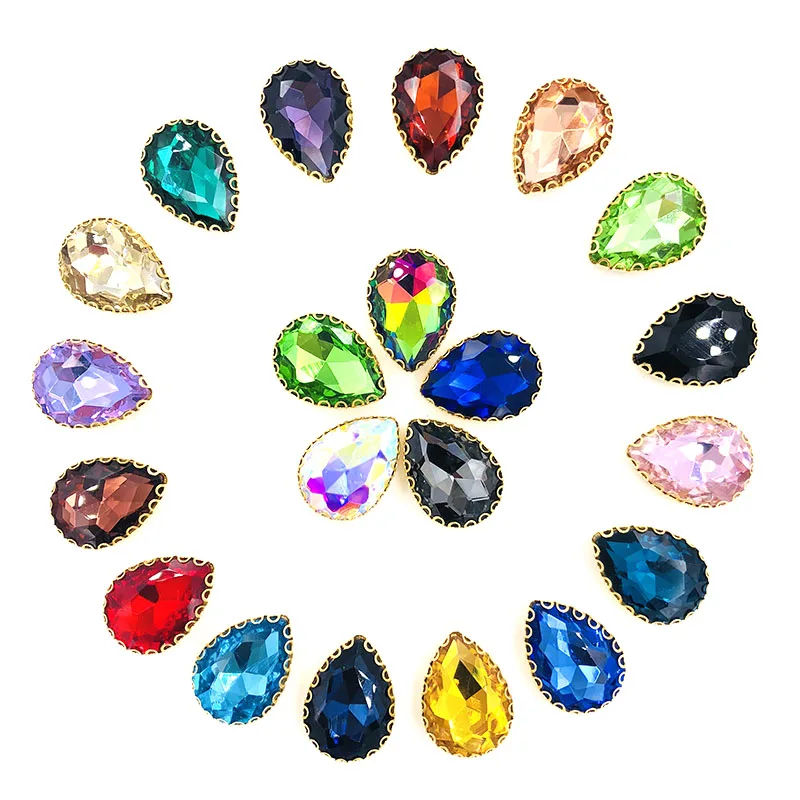 Стразы в форме капли радужной воды 10X14/13х18 мм Золотое дно кружевные когти