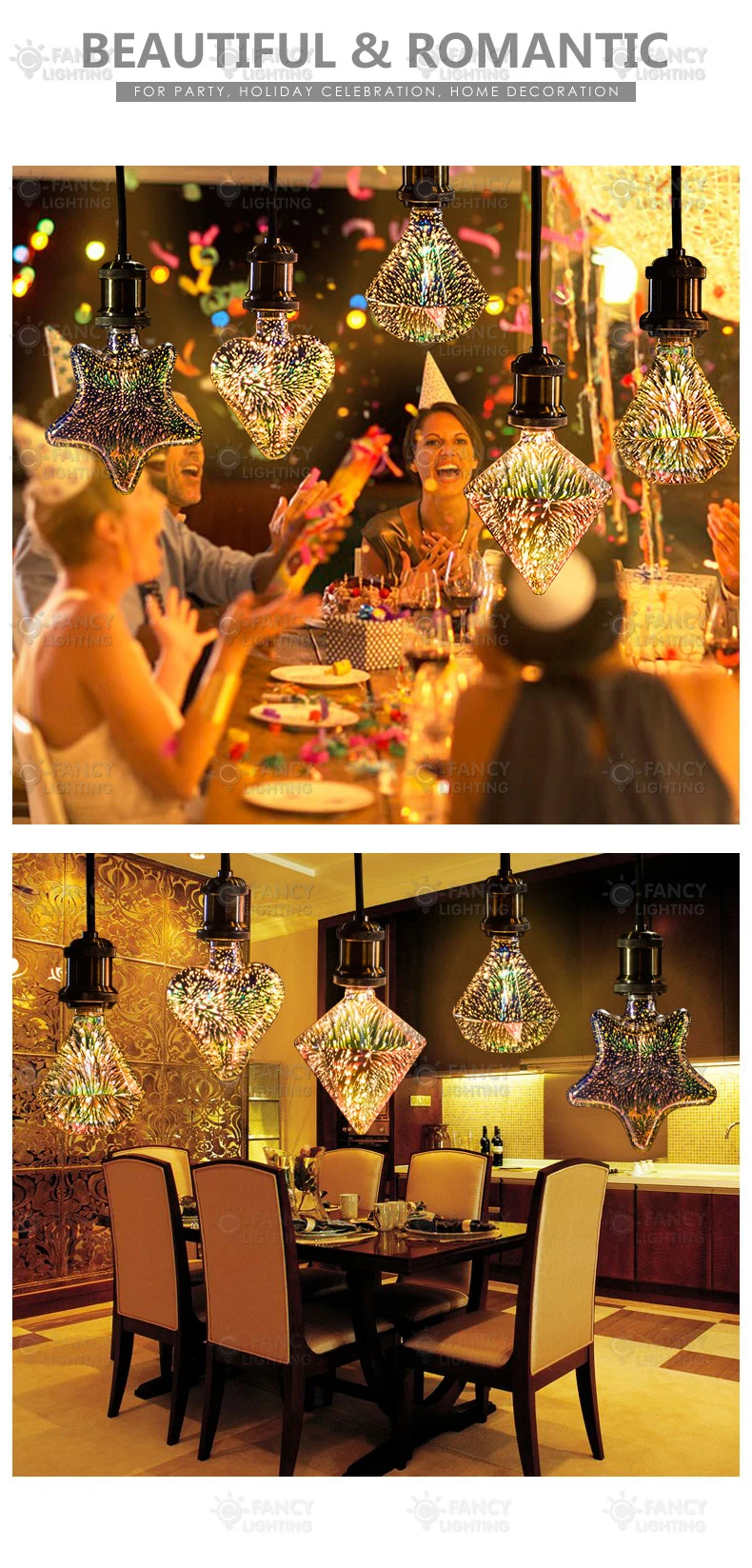 Светодиодная лампа Star/Heart/Diamond 3D bombillas Led 110 V/220 V Рождественская лампочка для подарка дома/гостиной/спальни Декор ampoule led