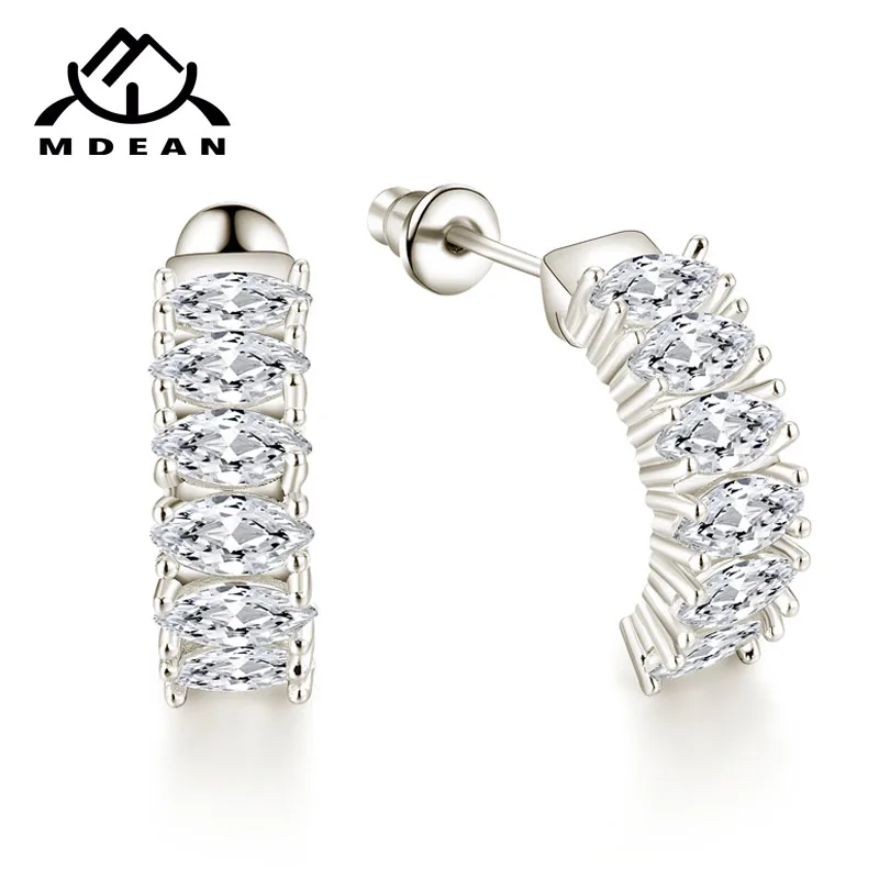 Серьги MDEAN цвета белого золота для женщин ювелирные изделия AAA Циркон Свадебные