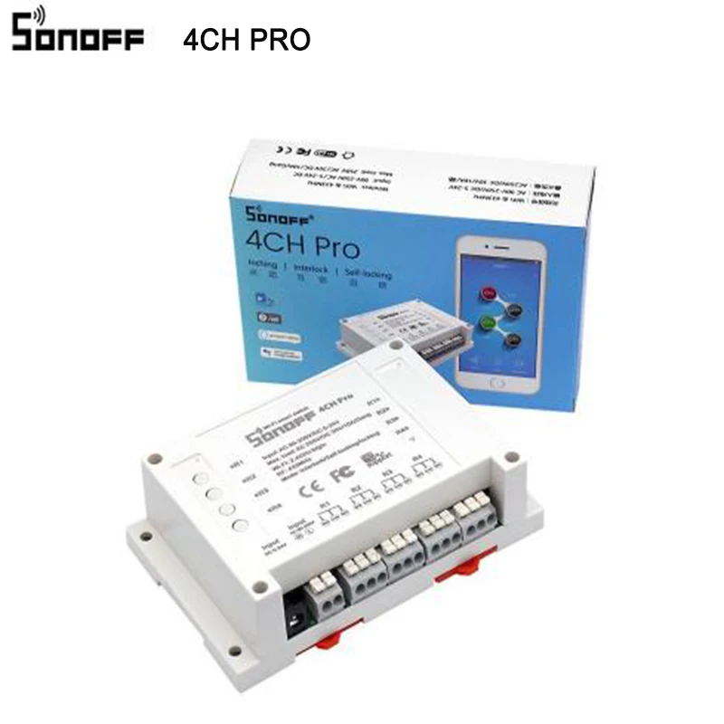 Sonoff 4CH Pro R2 умный Wifi переключатель 433 МГц RF Wifi светильник 4 комплекта 3 режима работы инчинг интерлок умный дом с Alexa