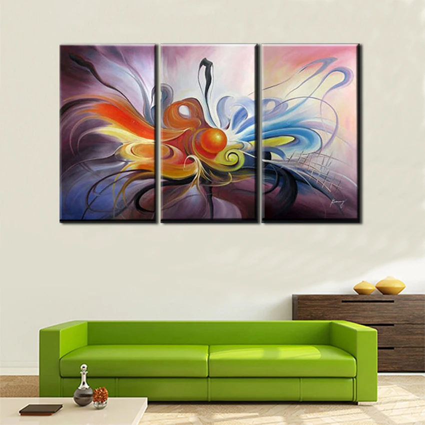 

Unframed 3 panel hand painted colorful oil painting modern abstract canvas oil painting on canvas wall art picture home decor