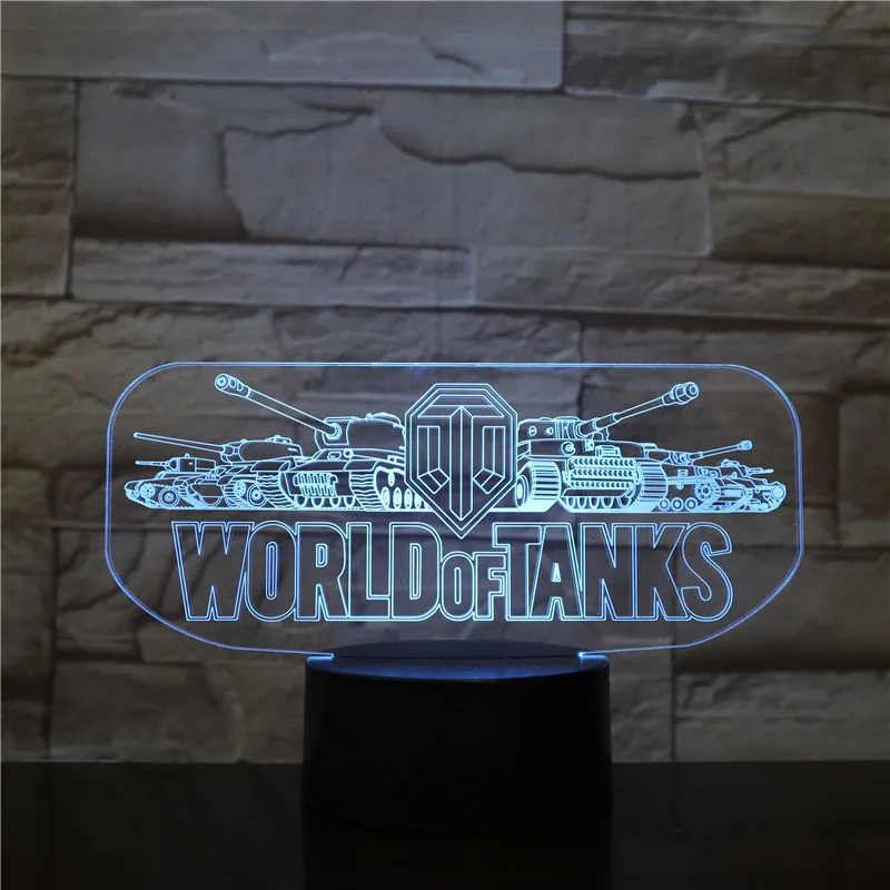 World Tank Car 3D ночник Иллюзия мультфильм 3d лампа светодиодный 7 цветов Изменение USB настольная лампа с сенсорным управлением для детей день рождения Рождественский подарок