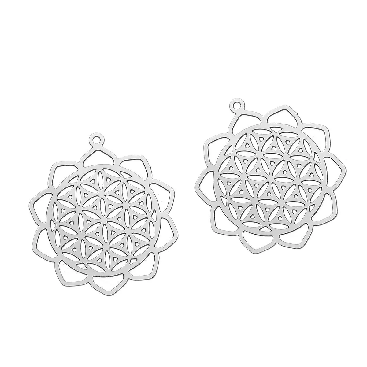 5-100 шт из нержавеющей стали полые цветы жизни амулеты для браслетов ожерелья 3 5 см