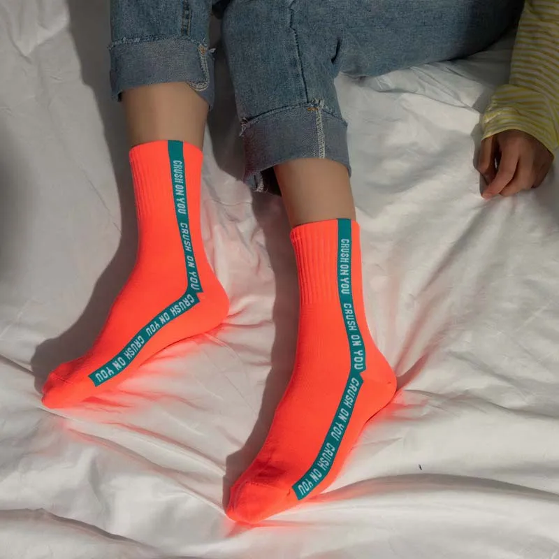 Korea Cotton Harajuku Breathable Colorful Candy Color Cartoon Cute Funny Happy Ladies Socks Letter Pattern Art Ankle Women | Женская